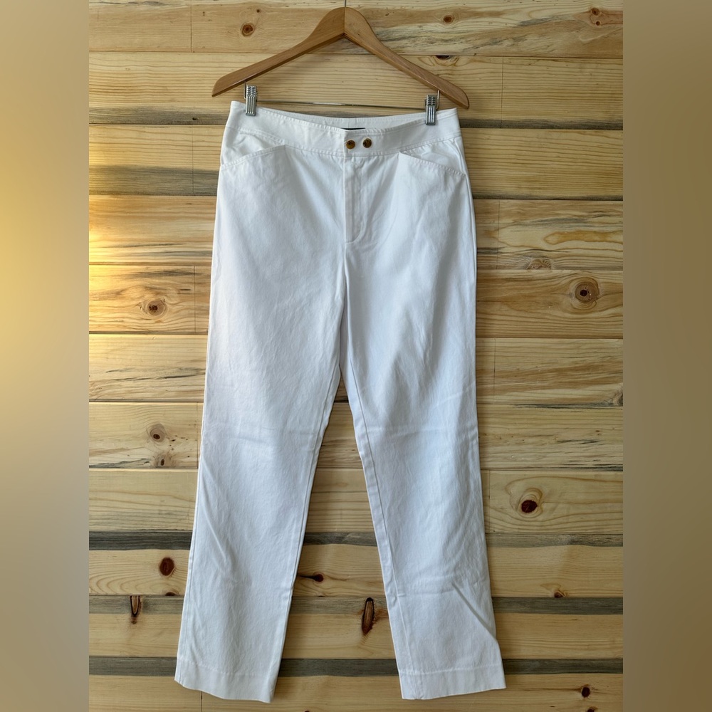 Ralph Lauren Cream Trousers with Gold Accents 95% cotton 5% spandex
